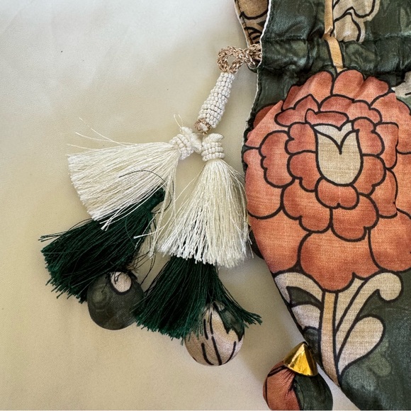 Ozel Bohemian, printed green tassel bag - Picture 8 of 12
